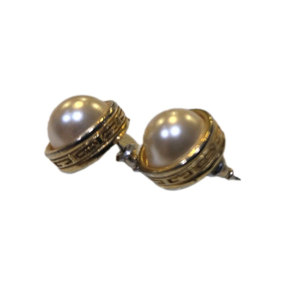 Givenchy vintage Signed Pearl Stud Earrings